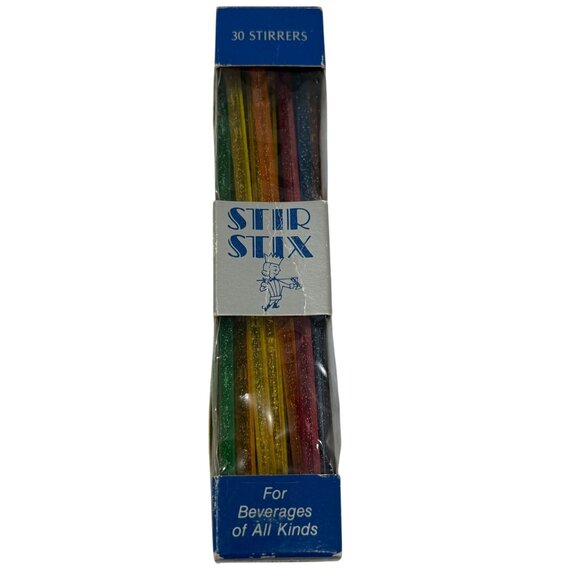 Vintage Stir Stix Beverage Stirrers 30 Glittered Sticks By Soodhalter Plastics - Picture 7 of 7